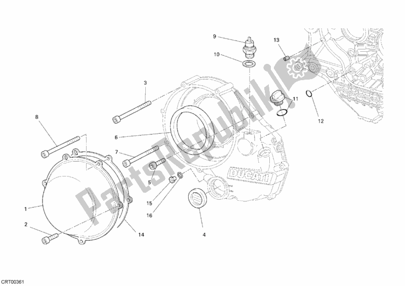 Tutte le parti per il Coperchio Frizione, Esterno del Ducati Monster S4R USA 1000 2007